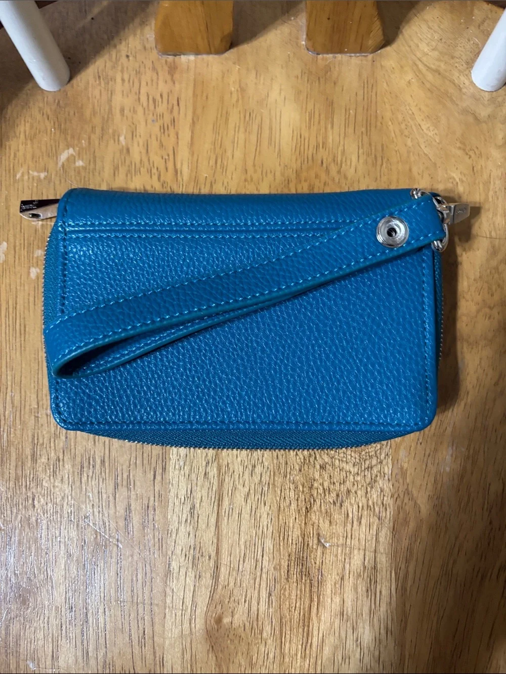 Teal Leather Wristlet Wallet - Unknown Brand
